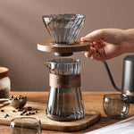 Load image into Gallery viewer, Bincoo Pour Over Coffee Maker Set - 500ML Glass Coffee Server Coffee Carafe with Walnut Dripper and 50PCS Paper Filter, Drip Coffee Maker Set for Home Café Restaurant
