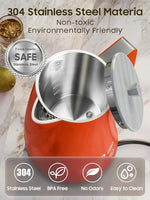 Load image into Gallery viewer, Temperature Control Electric Kettle, 5 Temp Presets, 2H Keep Warm, 1.25L 1200W Fast Boil with LED Display, Cool-Touch Design with Auto Shut-Off, Cordless Design (Orange)