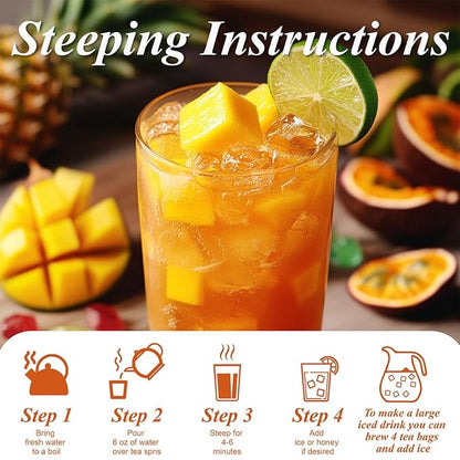 WT WEETEE Mango Ginger Tea Bags, 2g x 100 Counts, Flavored Ginger Herbal Tea Includes Cardamom, Fennel, Cinnamon, Rooibos, Licorice & More, Natural Caffeine-free