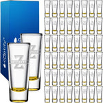 Load image into Gallery viewer, Personalized Shot Glasses Set of 50 Yellow Bottom Custom 2 oz Cordial Shot Glass Initial and Name for Gifts, Weddings, Birthdays, Party, Event, Decorations