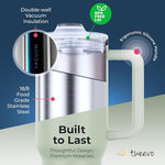 Load image into Gallery viewer, 40 oz Tumbler With Handle and Straw Made of Stainless Steel - Double Wall Vacuum Insulated Tumbler With Lid - Sweat Proof Easy Grip, BPA-Free, Dishwasher Safe Tumbler (Sea Sage)