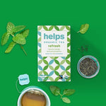 Load image into Gallery viewer, HELPS TEAS | Helps Refresh | Organic Green Tea with Spearmint. Natural Energy, Antioxidant, Thermogenic Herbal Tea| 16 Tea Bags |