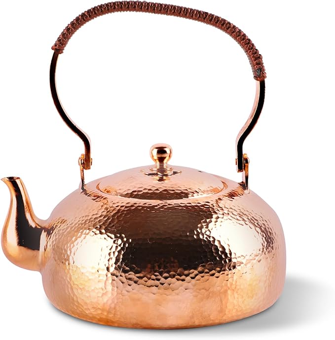 Copper Tea Kettle, Stovetop Teapot with Infuser for Loose Tea, 2000ml Handmade Hammered Kettle, Copper Tea Pot with Infuser, for Gas and Electric Stoves