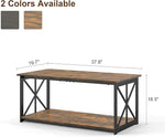 Load image into Gallery viewer, Rectangle Coffee Table for Living Room, Wood Rustic Coffee Table with 2 Tier and Metal Frame, Industrial Modern Center Table, Rustic Brown