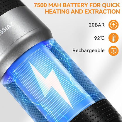 Portable Espresso Machines, Electric Espresso Maker with Self-Heating, USB-C & Car Charger, 20 Bar Mini Coffee Maker With NS Capsule & Ground Coffee for Camping, Hiking, Travel, Office, Silver