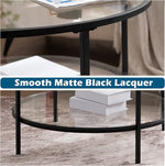 Load image into Gallery viewer, VINGLI Glass Coffee Table,30" Round Coffee Table Black Coffee Tables for Living Room, 2-Tier Clear Glass Top Side Table with Storage. Simple &amp; Modern Center Table Mesa de Centro para Sala