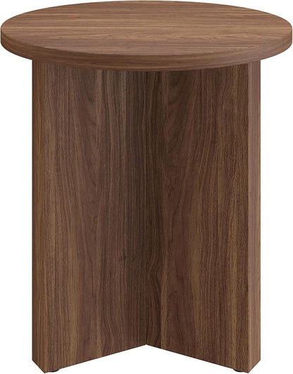 Henn&Hart 20" Wide Round Side Table in Satin Walnut, for Home, Living Room, Bedroom, Entertainment or Office