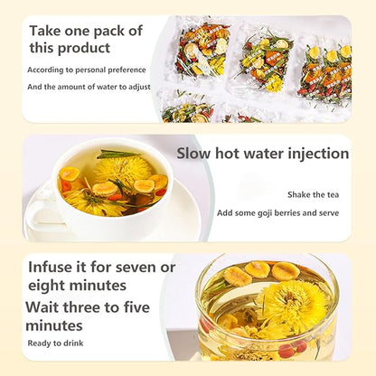 ZenVitality Dandelion Wolfberry Tea Organic Bags, dandelion root Natural Kidneys & Liver Health tea with Dandelion, Goji Berry Chrysanthemum tea, Cassia Seed, Orange Peel, Gardenia, Dandelion Root