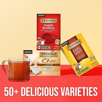 Twinings Earl Grey Black Tea 72 K-Cup Pods for Keurig, 12 Count (Pack of 6), Flavoured with Citrus & Bergamot, Caffeinated, Enjoy Hot or Iced