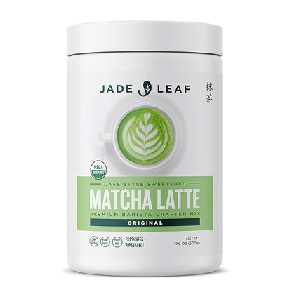 Jade Leaf Matcha Organic Cafe Style Sweetened Matcha Latte Green Tea Powder, Premium Barista Crafted Mix - Authentically Japanese, 50 Servings (1.1 Pound Tub)