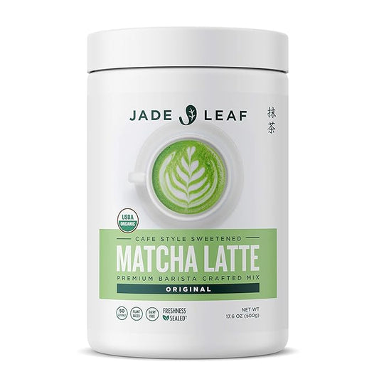 Jade Leaf Matcha Organic Cafe Style Sweetened Matcha Latte Green Tea Powder, Premium Barista Crafted Mix - Authentically Japanese, 50 Servings (1.1 Pound Tub)