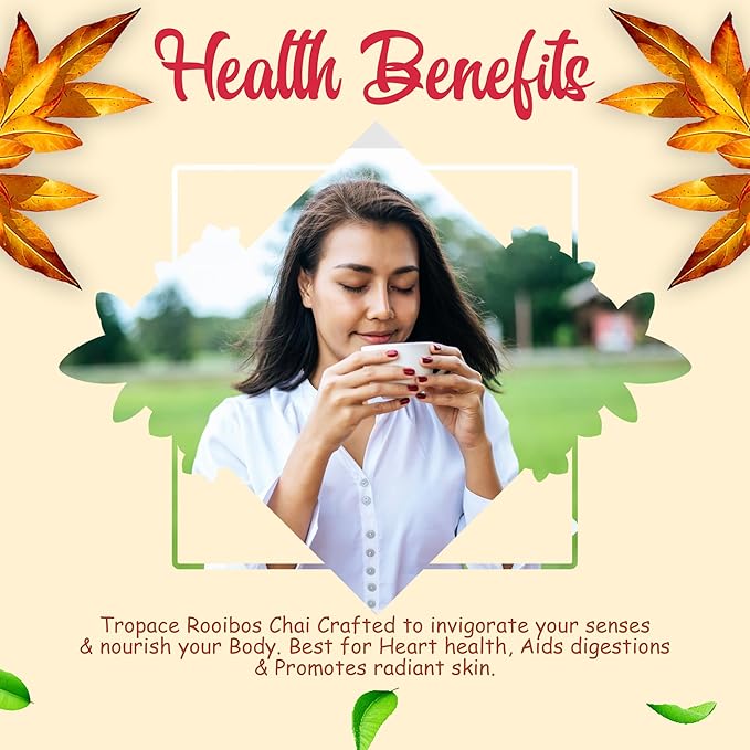 Tropace Organic Rooibos - 20 Tea Bags, South African Red Tea infused with Cardamom, Cinnamon & Black Pepper - Caffeine Free Herbal Tea, Rooibos Tea Rooted in Africa & Packed in USA, 1.4 oz (40g)