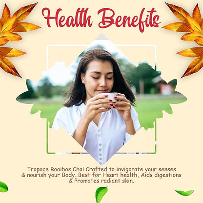 Tropace Organic Rooibos - 20 Tea Bags, South African Red Tea infused with Cardamom, Cinnamon & Black Pepper - Caffeine Free Herbal Tea, Rooibos Tea Rooted in Africa & Packed in USA, 1.4 oz (40g)