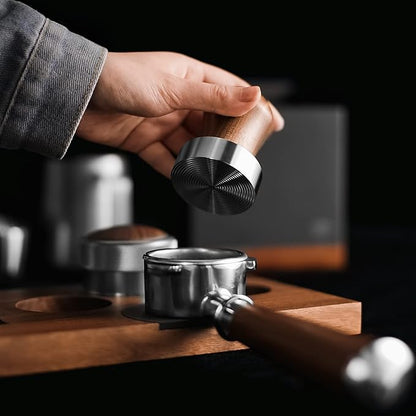 CrossCreek 54mm Espresso Tamper | Fits 54mm Breville Barista Espresso Portafilter | Thickening Base Walnut Handle Tamper Tools for Espresso Machine | Espresso Machine Accessories