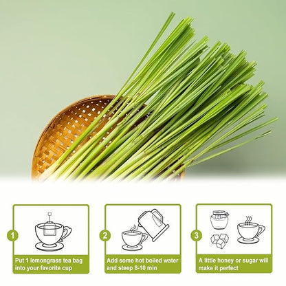 TEARELAE - Lemongrass Tea Bags, 40 Count - Premium Natural Lemon Grass Herbal Tea Bags - Non-GMO - Caffeine-free - Support Healthy Digestion