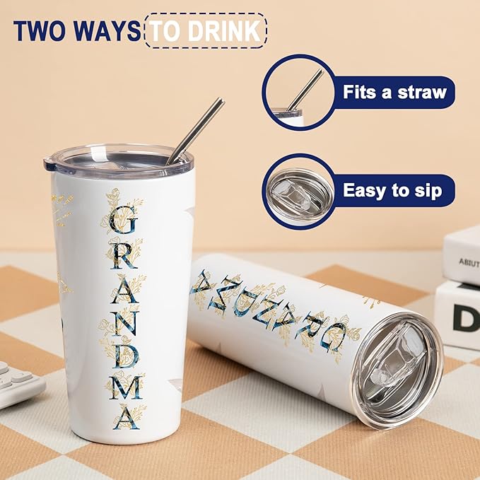 Christmas Gifts for Grandma- Best Grandma Tumbler- Cute Grandma's Mother's Day Birthday Gifts- Gift for Grammy, Grandmothers, Grandmom from Grandchild Grandson Granddaughter