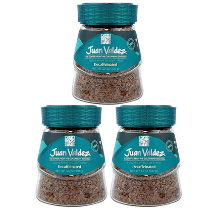 Juan Valdez Decaffeinated Freeze Dried Coffee 3.5 OZ - 100% Colombian Coffee (Pack of 3)