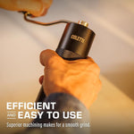 Load image into Gallery viewer, COLETTI Crag Manual Coffee Grinder — Hand Coffee Grinder — CNC Burr Precision Hand Grind, Heavy Duty for Travel, Camping, Hiking &amp; Adventure – Includes Brush [Black Coat]