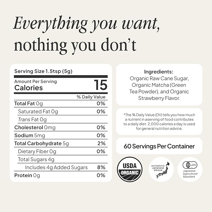 Morning Made Strawberry Flavoured Ceremonial Grade Matcha Powder | 8.46oz (240g) Resealable Tin | 60 Servings Premium Japanese Green Tea | Sweetened with Organic Sugar | Rich in Antioxidants & Energy Boosting