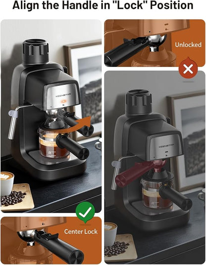 3.5Bar Espresso Machine with Milk Frother, 800W Compact Espresso and Cappuccino Machine with Preheating Function, 4 Cup Espresso Maker for Cappuccino or Latte, Gift for Coffee Lover