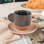 Load image into Gallery viewer, Mora Ceramic Mini Espresso Cups Set of 4, 3oz - Tiny Italian Inspired Mugs With Saucers For Small Shots of Coffee - Modern Boho Style For Any Kitchen or Cafe. Microwave Safe Porcelain - Asstd Neutrals