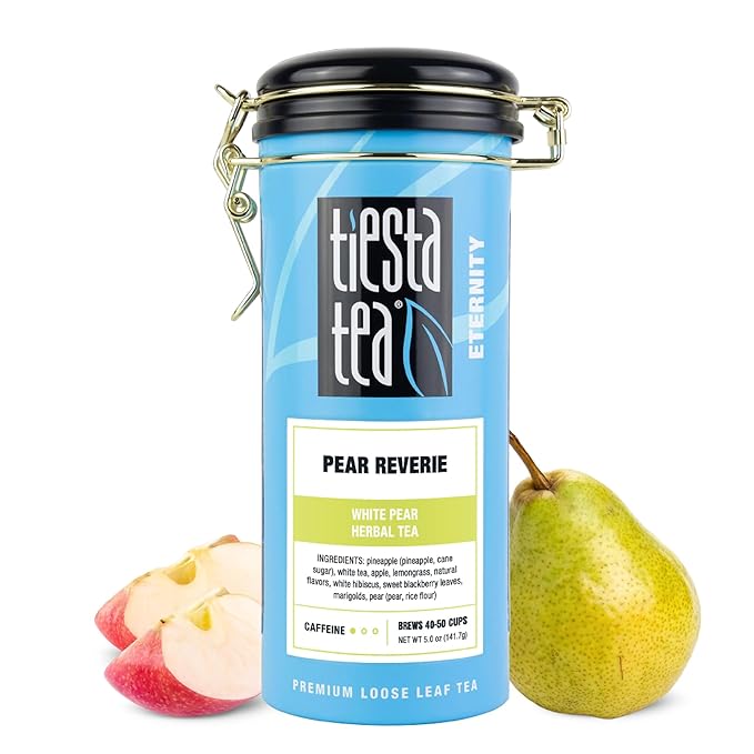 Tiesta Tea - Pear Reverie Tea, Loose Leaf, White Pear Herbal Tea, Premium Low Caffeine Tea Blend, Make Hot or Iced & Up to 50 Cups, 5 oz Refillable Tin