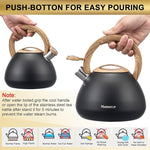 Load image into Gallery viewer, MARSKITOP Tea Kettle for Stove Top, Whistling Kettle Teapot for Stovetop, Food Grade Stainess Steel Teakettle with Cool Touch Ergonomic Handle, 2.6 Quart, Black