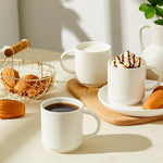 Load image into Gallery viewer, Sweese 10 Oz Stackable White Coffee Mug, Porcelain Coffee Mugs Sets of 6, Coffee Cups with Handle for Specialty Coffee Drinks, Cappuccino, Cafe Mocha, Latte and Tea, White