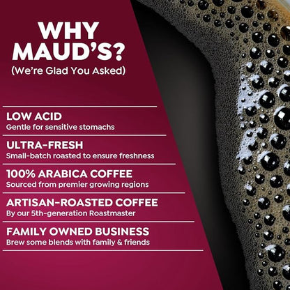 Maud's Raspberry Chocolate Flavored Coffee Pods, 18 ct, Medium Roast Flavored Coffee in Recyclable Single Serve Pods – 100% Arabica Beans, Compatible with Keurig K Cups Maker
