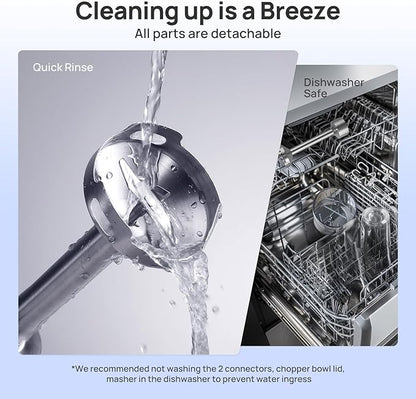 Consciot 10-in-1 Immersion Blender Handheld Max 1100W with Entire Stainless Steel Blender Shaft, Trigger Speed Control, 800ml Beaker, 600ml Chopper, Beaters, Frothers, Hooks, Masher, Whisk & 600ml Cup