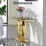 Load image into Gallery viewer, Coffee Table Set with Console Table, 48 inch Black and Gold Coffee Table with Geometric Polished Base, Rectangular Gold Sofa Table for Living Room