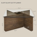 Load image into Gallery viewer, 31.5" Glass Coffee Table, MDF Mid-Century Modern Square Coffee Table with Tempered Glass Top, Square Center Tables for Small Space Living Room Office Apartment, Walnut