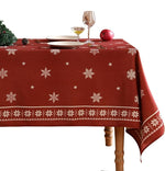 Load image into Gallery viewer, Designer Christmas Red Long Tablecloth Rectangular,Linen Table Cloth with Snowflakes Pattern,Wrinkle Resistant Decor Tablecloths for Dining Kitchen Thanksgiving Christmas,63"*94"-Carol C