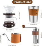 Load image into Gallery viewer, LHS Pour Over Coffee Maker Set - 4 Piece Kit Includes Gooseneck Kettle, Removable Coffee Mill Grinder, 500ML Cup &amp; Coffee Dripper Brewer with Lid, Perfect for Home Brewing and Travel