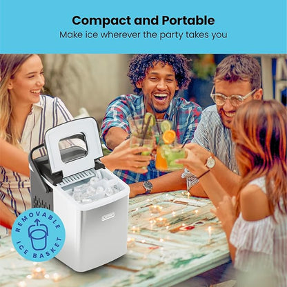 Iceman Dual-Size Countertop Ice Maker Machine, Portable, Creates 2 Cube Sizes in 6 Mins, Holds 1.3 lb. of Ice, Makes up to 26 lb in 24 Hours, Self-Cleaning Scoop Included, Stainless-Steel