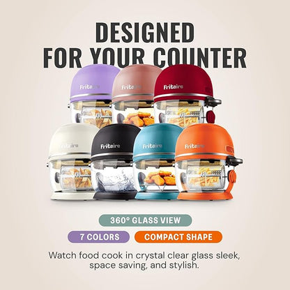 Non Toxic Air Fryer™ - Glass AirFryer 5 Quart w/ 360 Visibility, Self-Cleaning, 400F Vortex Air Fryer for Even Cooking, BPA-Free Teflon Free, 6-in-1 Functions, Rotisserie, Roast, Bake, Black