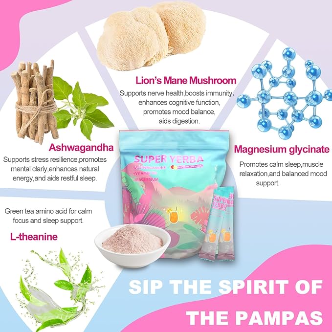 Super Yerba Mate Instant Powder Variety Pack - Citrus, Lemon & Grapefruit Flavors | 30 Servings Each | Energy Boost, Mental Clarity, Gut Health & Satiety | Prebiotics, Probiotics, Hot & Cold Brew, Portable (Grapefruit)