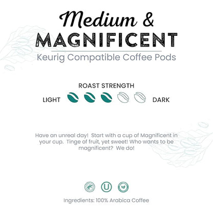 Tayst Coffee Pods, Medium & Magnificent Medium Roast, K Cups Compatible with Keurig Coffee Maker, Sustainable Single Serve, Pack of 50