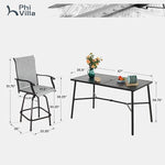 Load image into Gallery viewer, PHI VILLA 7 Piece High Top Patio Bar Set, Outdoor Bar Height Table and Chairs Dining Furniture Set with 6 Outdoor Swivel Bar Stools Grey &amp; 1 Patio Bar Table for Garden, Yard, Terrace