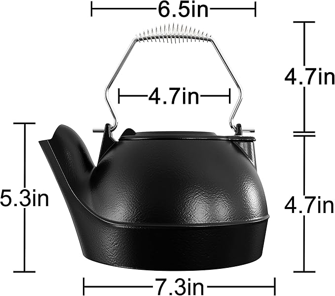 Fire Beauty Humidifying Iron Kettle，Stove Humidifier，Wood Stove Kettle，Cast Iron，Chrome handle