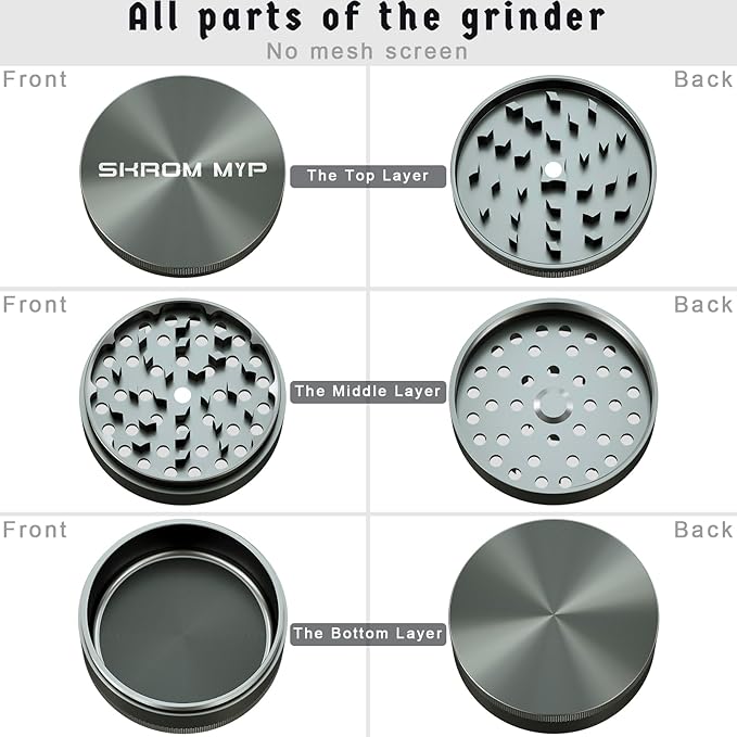 Grinder, Large 3.0” Kitchen Tools Aluminum Metallic Gray