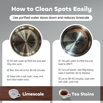 Electric Tea Kettle with Infuser Temperature Control and Automatic Shut Off 24 H Keep Warm for Coffee Water Heater and Tea Pot Glass Black 1.5L