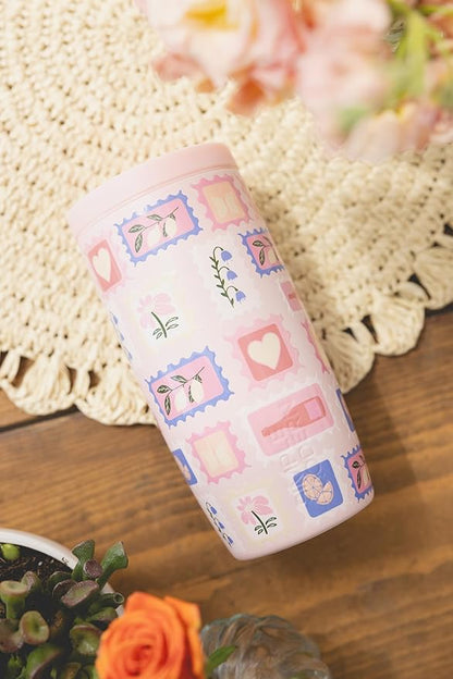 Simple Modern Mother's Day Travel Coffee Mug Tumbler with 360° Lid | Gifts for Her | Ceramic-Lined Insulated Stainless Steel Cold Brew Iced Coffee Cup | Voyager Signature | 16oz | Stamps