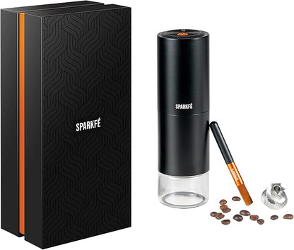 Portable Electric Coffee Grinder, Rechargeable Handheld Grinder with Stainless Steel Conical Burr, Adjustable Grind Settings, for Espresso, Moka, Pour Over, French Press, Cold Brew, Obsidian