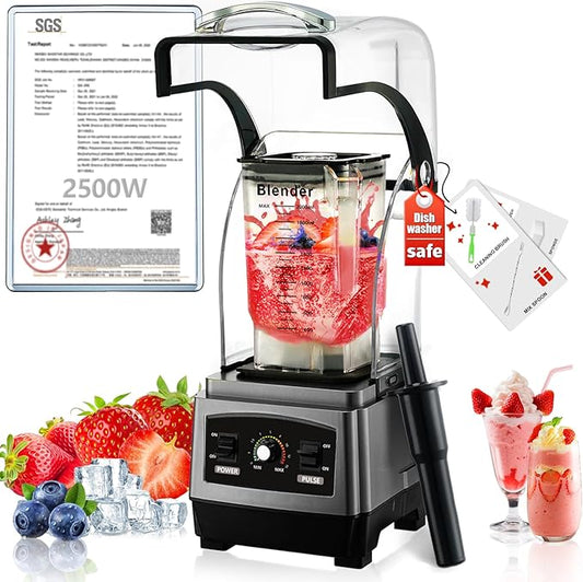 2025 Upgrade Commercial Blender | SGS German Super Motor 2500W| Dishwasher Safe | 6-Piece Japanese Blades, 3-Second Quick Ice Crushing | Quiet Blender for Juices and Smoothies, New