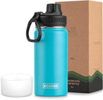 Load image into Gallery viewer, koodee Water Bottle for Kids-16 oz Stainless Steel Vacuum Insulated Sports Water Bottle for Black to School, Reuasble Metal Wide Mouth Water Flask for Girls Boys- BPA Free (Sky Blue)