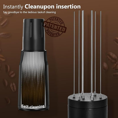 WDT Tool Espresso Distributor Accessory kit &1.7mm Thickness 150μm Mesh Puck Screen & 8 Magnets dosing ring Compatible with Portafilter (WDT +51MM Black dosing ring&puck screen)