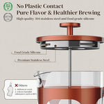 Load image into Gallery viewer, Veken French Press Coffee Maker 34oz 1 L, Heat Resistant Thickened Borosilicate Glass, No Plastic Touching Cafe, Stainless Steel Brewer, Cold Brew Cafetera Teapot for Kitchen Travel Camping, Copper