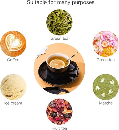 7 oz Coffee Cups with Saucers Spoons - Set of 6 Cappuccino Cups, Black Porcelain Cups Serving for Tea Espresso Latte Mocha