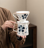 Load image into Gallery viewer, Pour Over Coffee Maker,Ceramic Coffee Maker With 40 pcs V60 Paper Filter，15oz/450ml Pour Over Coffee Dripper (Blue and white, V02)